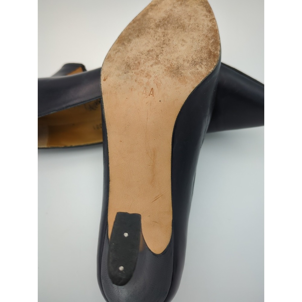 Vtg‎ Rosina Ferragamo Schiavone Block Heeled Pumps Navy Blue Leather Womens 7.5 - Picture 13 of 16
